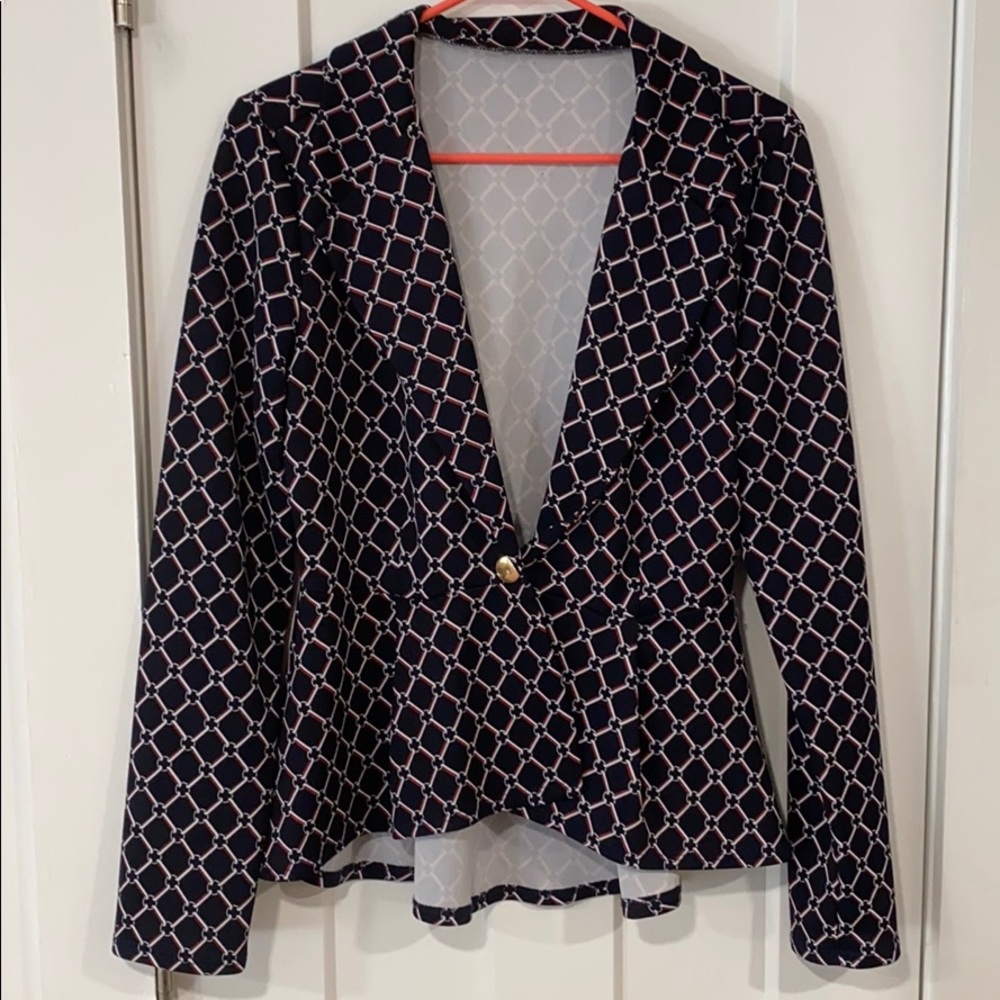 Blue, red and white Peplum Back Blazer !